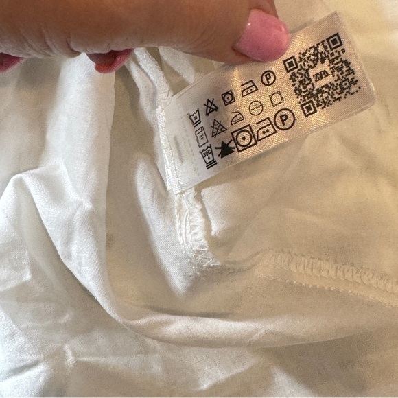 Zara women’s Medium White Cotton Eyelet Shirt Dress Belted Lined Pockets - Picture 8 of 12